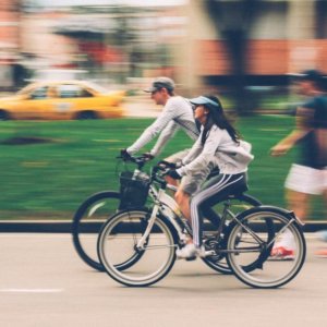 Riding a bike